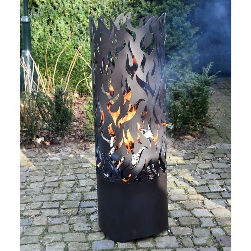 Esschert Design Baril à feu Flames Acier au carbone Noir FF408 soldes - -2