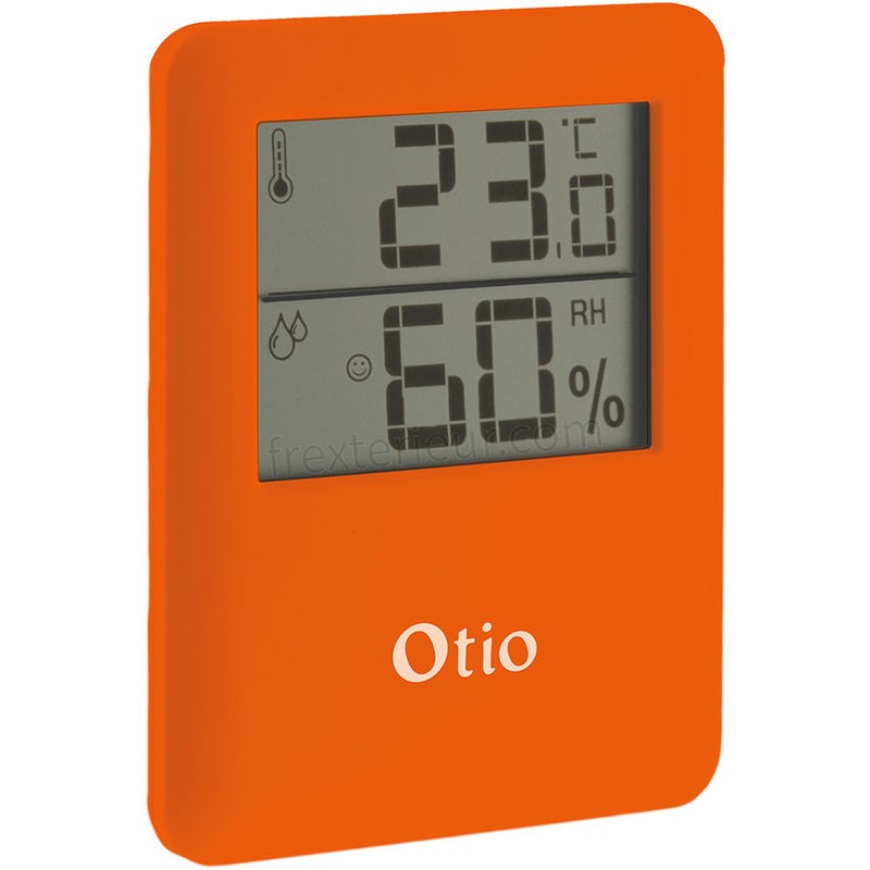 Thermomètre hygromètre magnétique orange - Otio soldes - -0