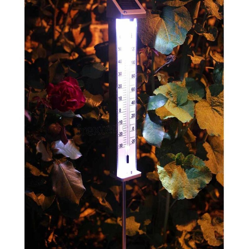 Nature Thermomètre extérieur avec éclairage LED solaire 6080066 soldes - -2