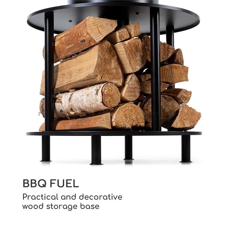 Blumfeldt Wood Stock 2-in-1 Braséro Ø56cm & grill barbecue acier noir soldes - -4