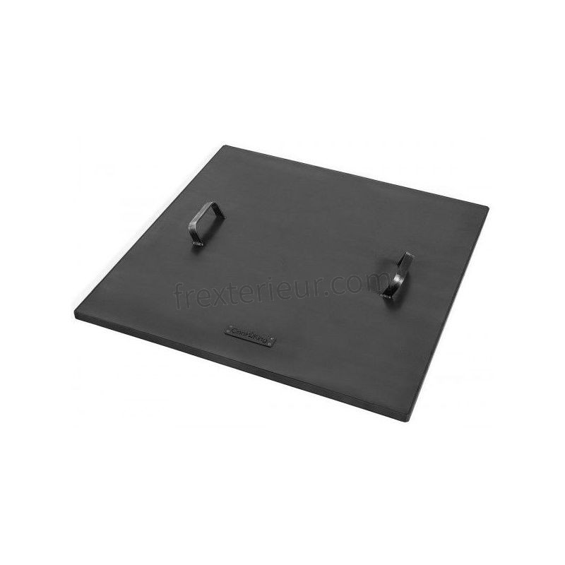 Couvercle de brasero carré en acier noir à 2 anses 71x71 cm soldes - -0
