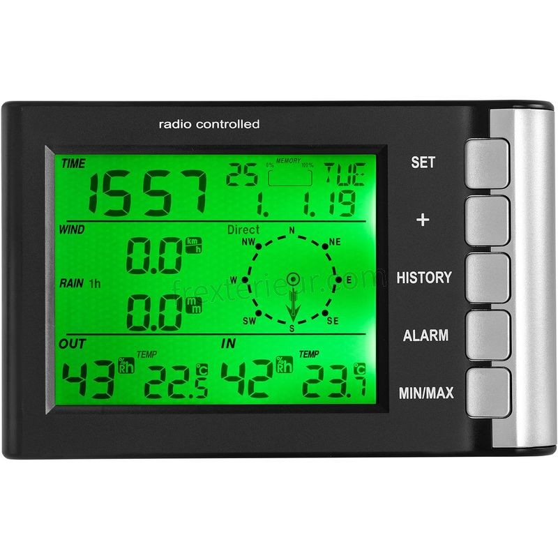 Station Météo Sans Fil Écran LCD Capteur Extérieur Thermomètre Horloge Alarme soldes - -1