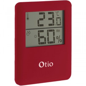Thermomètre hygromètre magnétique rouge - Otio soldes