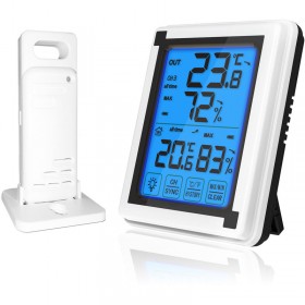 Hygrometre Numerique Sans Fil Temperaturer, Avec Retroeclairage De L'Ecran Tactile Lcd soldes